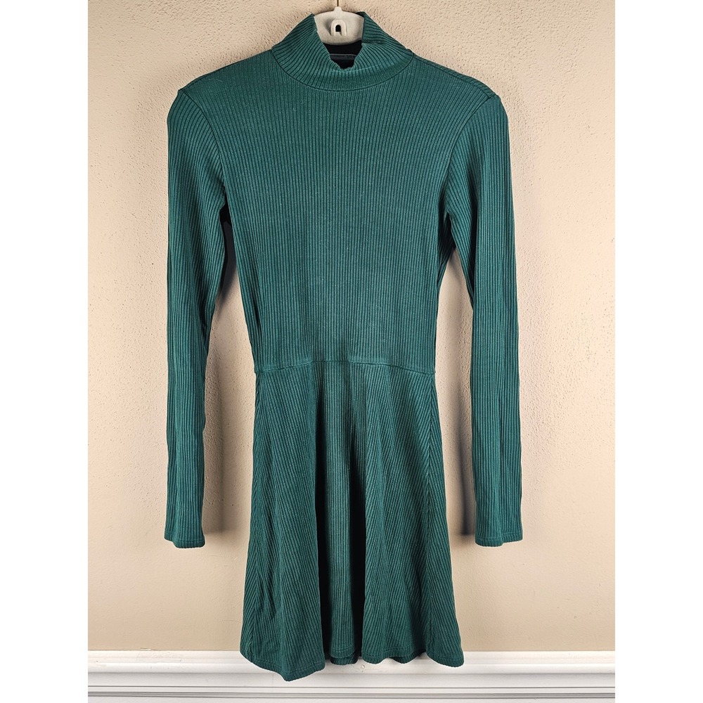 Reformation Womens Emerald Green Maya Ribbed Knit Mini Dress XS